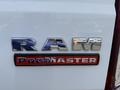 The rear emblem of a 2017 RAM Promaster featuring the RAM logo above and the ProMaster text in red below