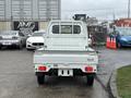 A white 2010 Suzuki Carry with a flatbed design parked with its back facing the camera showing its tailgate and rear lights