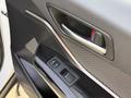 Interior door panel of a 2021 Toyota C-HR featuring a window control switch and a handle