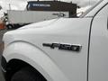 A 2013 Ford F-150 with a white exterior and chrome badging on the side