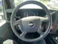 Steering wheel of a 2020 Chevrolet Express with dashboard gauges visible behind it
