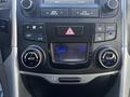 The dashboard controls of a 2014 Hyundai Sonata featuring climate control knobs display settings for temperature and air conditioning
