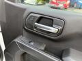 The interior door panel of a 2024 Chevrolet Silverado 1500 featuring a chrome handle and control buttons for locking and windows