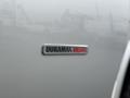 A silver badge displaying the text DURAMAX DIESEL attached to the side of a 2021 Chevrolet Express vehicle