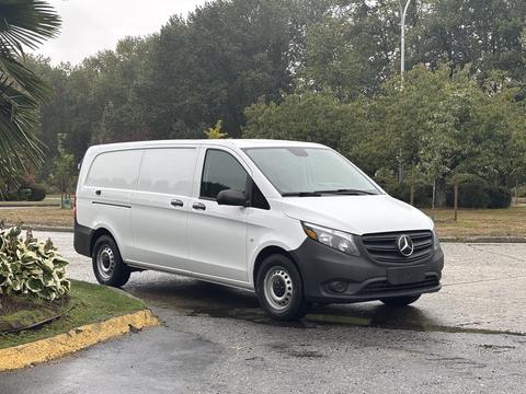 2021 Mercedes-Benz Metris van with a white body and dark front bumper parked at an angle