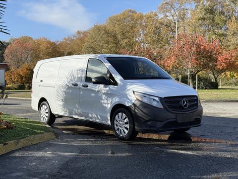 2020 Mercedes-Benz Metris in white with a cargo van design featuring a sleek front grille and sliding side door