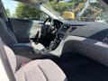 Interior view of a 2015 Hyundai Sonata featuring a modern dashboard with a touchscreen display and comfortable seating in gray fabric